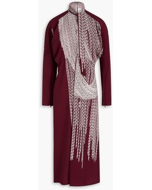 Victoria Beckham Tie-neck Printed Crepe Midi Dress - Red