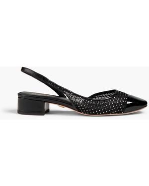 Veronica Beard Crystal-embellished Tulle And Patent-leather Slingback Court Shoes - Black
