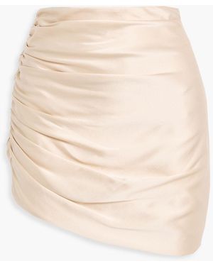 The Sei Ruched Silk-Satin Mini Skirt - Natural
