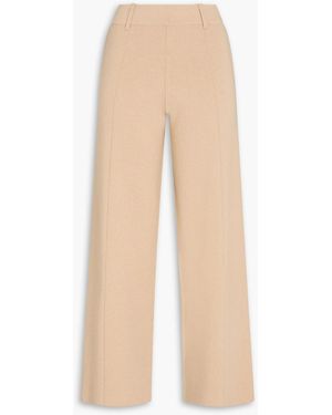STAUD Jet Set Cotton And Cashmere-Blend Wide-Leg Trousers - Natural