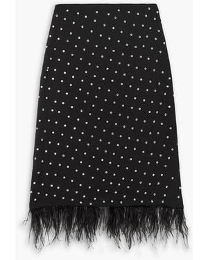 Dodo Bar Or Victor Faux Feather-Trimmed Crystal-Embellished Chiffon Skirt - Black