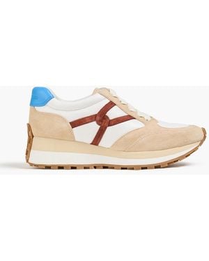 Veronica Beard Valentina Suede And Leather Trainers - Natural