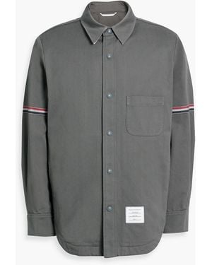 Thom Browne Striped Cotton-Twill Overshirt - Gray