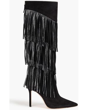 Arteana Versilia 95 Crystal-Embellished Suede Knee Boots - Black