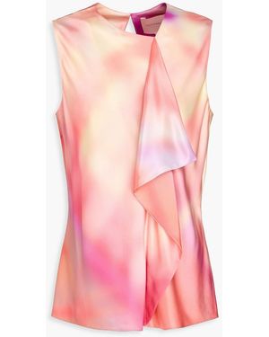 ROKSANDA Ruffled Printed Satin Top - Pink