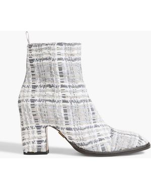 Thom Browne Prince Of Wales Chenille-Tweed Ankle Boots - White