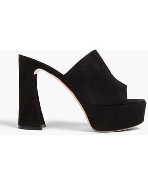 Gianvito Rossi Holly 120 Suede Platform Mules - Black