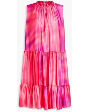 ROKSANDA Phinia Gathered Tie-Dyed Satin-Crepe Mini Dress - Pink