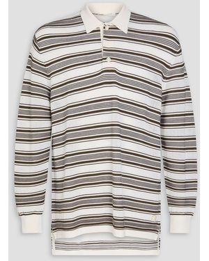 Wales Bonner Poloshirt aus pointelle-strick aus einer wollmischung mit streifen - Grau