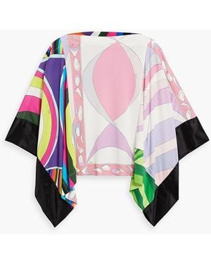 Emilio Pucci Draped Printed Crepe Blouse - Black