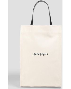 Palm Angels Bedruckte tote bag aus canvas mit lederbesatz - Natur