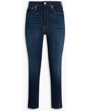 Rag & Bone Nina Cropped Faded High-Rise Skinny Jeans - Blue