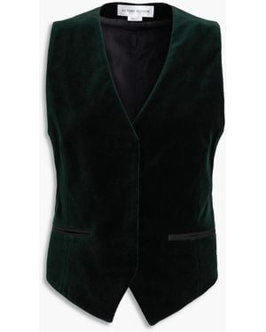Victoria Beckham Satin-Paneled Cotton-Blend Velvet Vest - Black