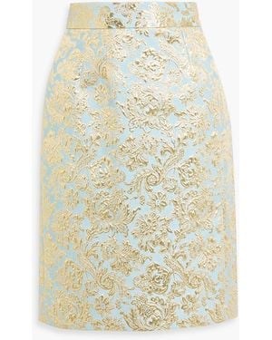 Dolce & Gabbana Wrap-Effect Metallic Brocade Skirt - Blue