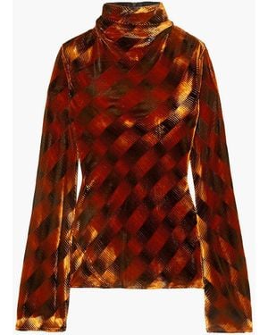 Ellery Tonalism Checked Velvet Top - Brown