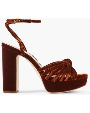Loeffler Randall Rivka Knot-embellished Velvet Sandals - Brown