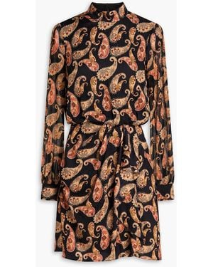 Saloni Paisley-print Jacquard Mini Dress - Natural