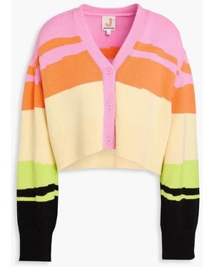 JoosTricot Cropped Striped Cotton-blend Cardigan - Pink