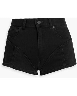 Mugler Scuba-Paneled Denim Shorts - Black