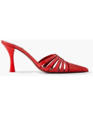 Paris Texas Nadia Lee Cohen Patent And Snake-Effect Leather Mules - Red