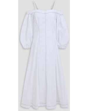 Rejina Pyo Leila Cold-Shoulder Cotton-Poplin Midi Dress - White