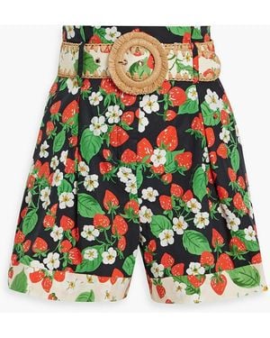 Cara Cara Palmer bedruckte shorts aus baumwollpopeline mit gürtel - Weiß