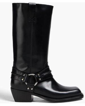 Sandro Studded Leather Boots - Black