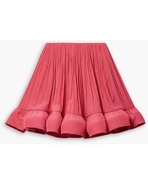 Lanvin Ruffled Gathered Charmeuse Mini Skirt