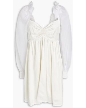 Vanessa Cocchiaro The Charlotte Organza-paneled Gathered Satin-crepe Mini Dress - White