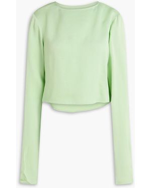 REMAIN Birger Christensen Cropped Satin-Crepe Top - Green