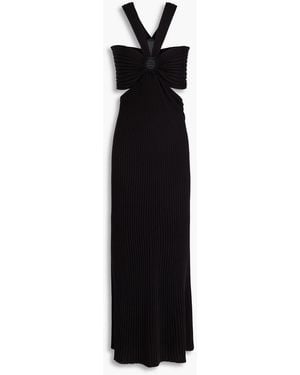 Ba&sh Cutout Ribbed-knit Maxi Dress - Black