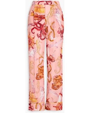FARM Rio Printed Crepe De Chine Tapered Pants