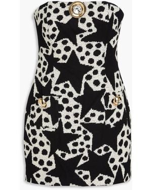 Area Strapless Embellished Cotton-blend Jacquard Mini Dress - Black