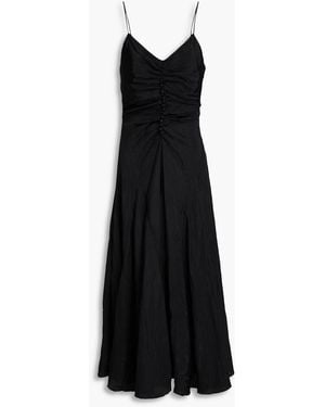 Rejina Pyo Saanvi Button-embellished Ruched Taffeta Midi Dress - Black