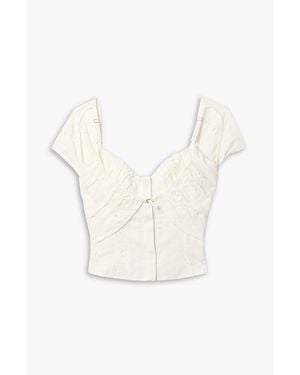 Jacquemus Tovallo Cutout Broderie Anglaise Linen-blend Bustier Top - White