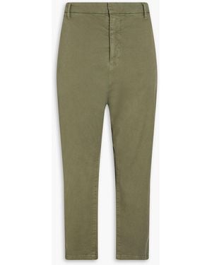 Nili Lotan Paris Cropped Stretch-cotton Twill Tapered Pants - Green