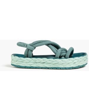 Isabel Marant Edon Knotted Cotton Platform Sandals - Green