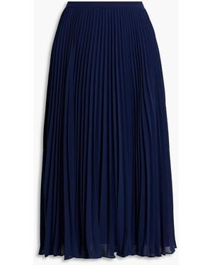 Mikael Aghal Pleated Chiffon Midi Skirt - Blue