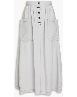 Emporio Armani Topstitched Linen Maxi Skirt - White