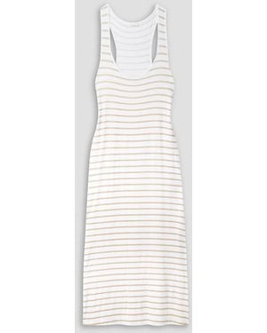 Skin Madilyn Striped Stretch-pima Cotton And Modal-blend Jersey Dress - White