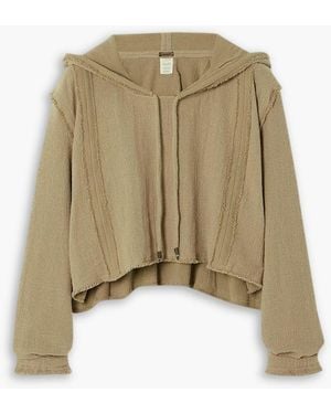 Caravana Sama Leather-trimmed Frayed Cotton-gauze Hoodie - Natural