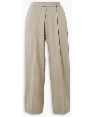 BEARE PARK Pleated Wool Straight-leg Pants - Natural