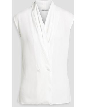 Another Tomorrow Draped Crepe Top - White