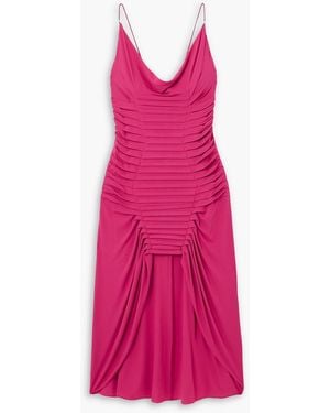 Dion Lee Ventral asymmetrisches kleid aus jersey mit biesen und falten - Pink