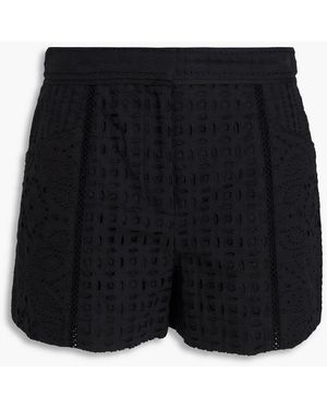 Veronica Beard Fabian Broderie Anglaise Cotton Shorts - Blue