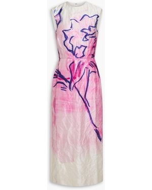 Erdem Printed Satin-twill Midi Dress - Pink