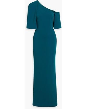 Badgley Mischka One-shoulder Crepe Gown - Blue