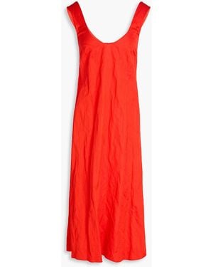 Gentry Portofino Crinkled Satin Midi Dress - Red