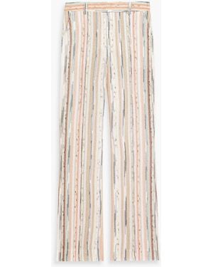 Missoni Metallic Striped Crochet-Knit Straight-Leg Pants - Natural
