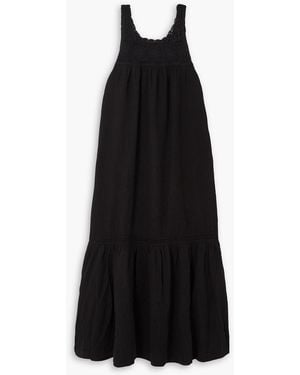 Honorine Allegra Crochet-trimmed Cotton-gauze Dress - Black